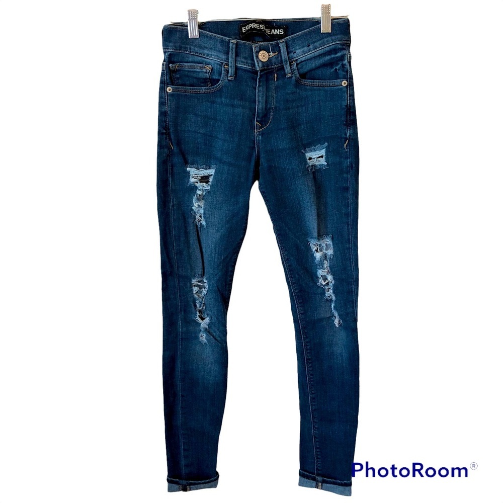 Express Distressed Skinny Jeans